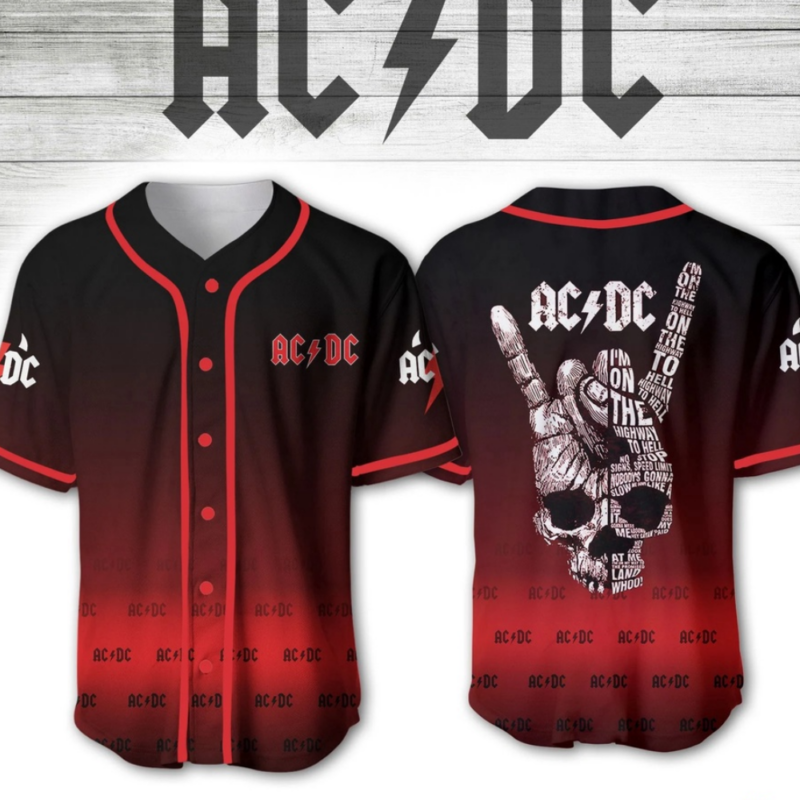 ACDC World Tour Acdc Pwr Up Tour 2024 Jersey Skull Baseball Jerseys