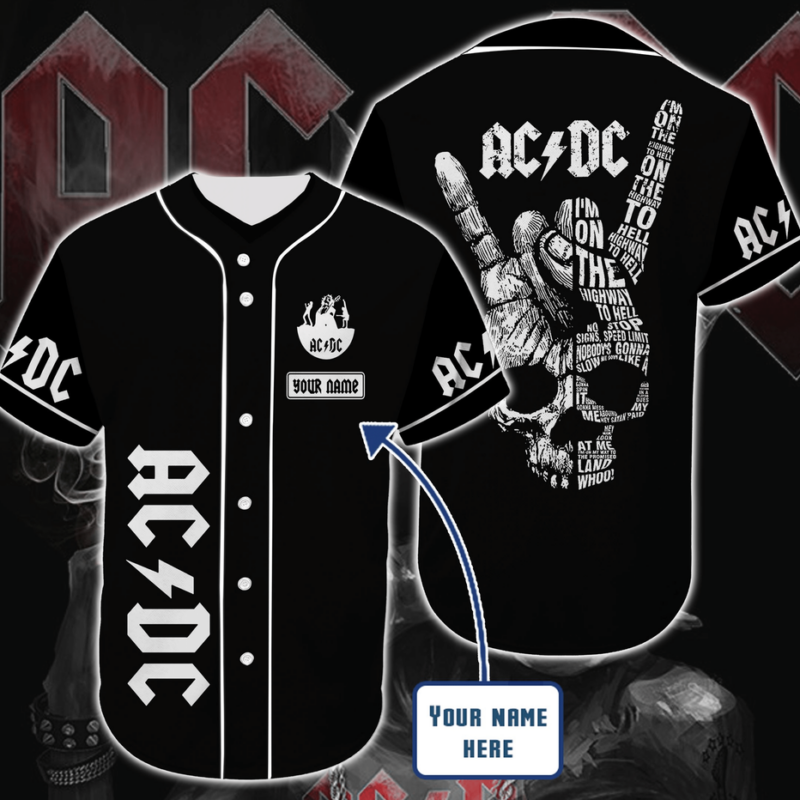 Fan Made ACDC Black And White Custom Name Baseball Jersey Gift