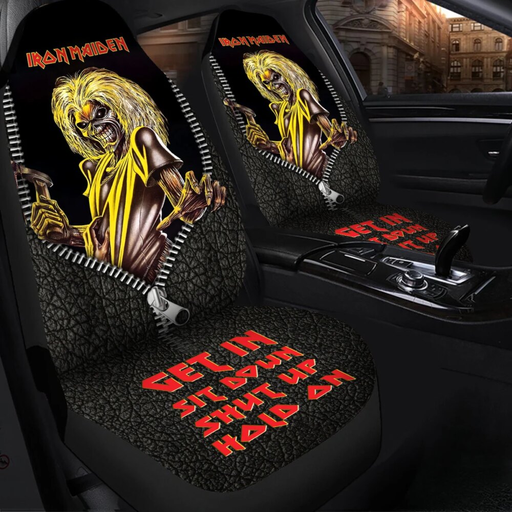 Iron Maiden Car Seat Covers With Leather Pattern