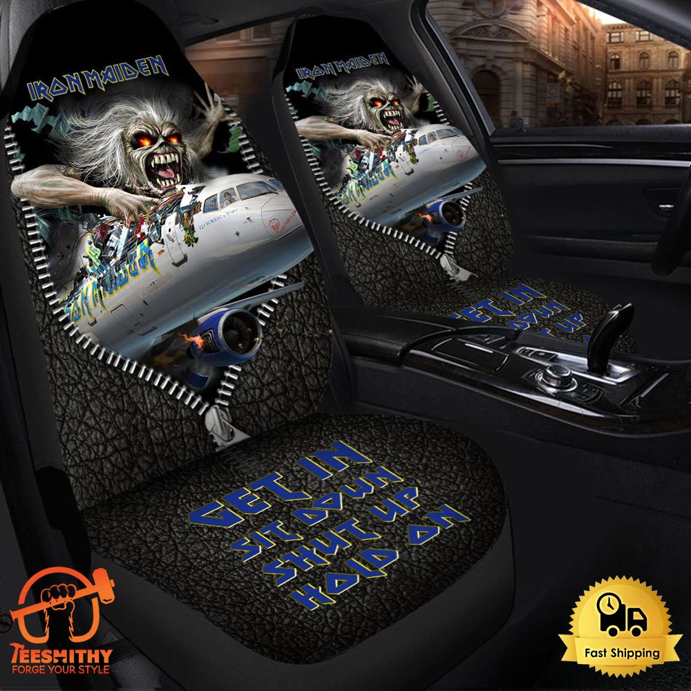 Iron Maiden Flight 666 Leather Pattern Car Seat Covers Universal Fit