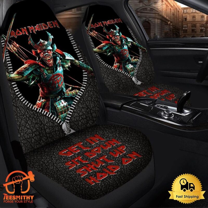Iron Maiden Senjutsu Leather Pattern Car Seat Covers Universal Fit