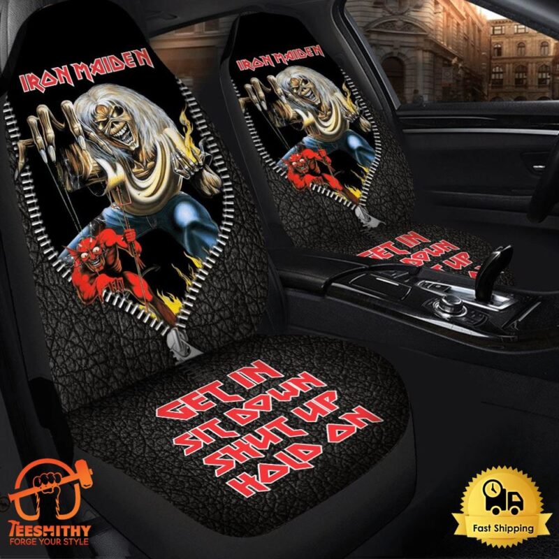 Iron Maiden The Number Of The Beast Leather Pattern Car Seat Covers Universal Fit