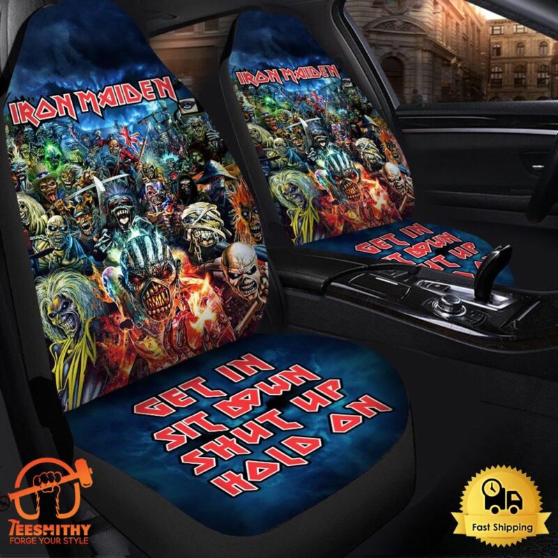 Iron Maiden With Leather Pattern Universal Fit Set Car Seat Covers