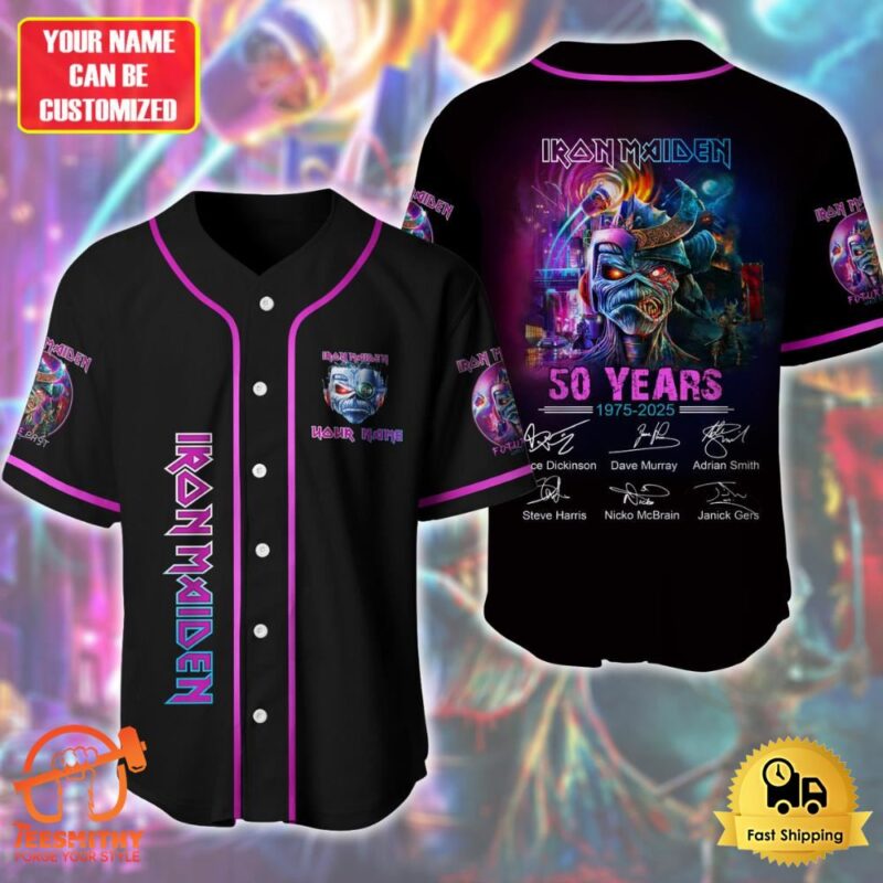 Personalized Iron Maiden Tour 50 Years Baseball Jersey Shirt 3D