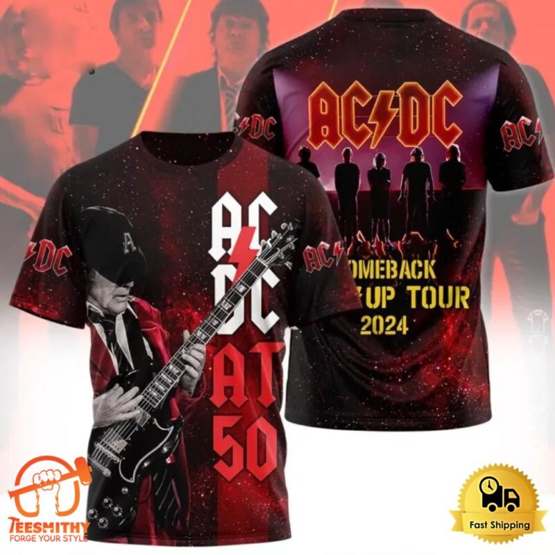 Rock Band ACDC Tour 2024 3D T-Shirt, ACDC Pwr Up World Tour 2024 3D T Shirt