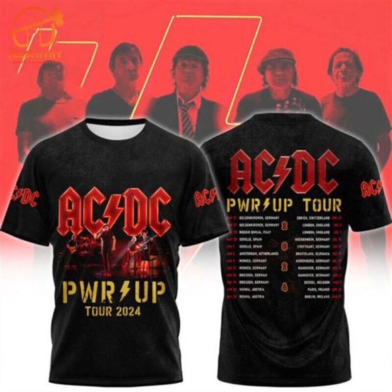 AC DC Pwr Up Tour 2024 Design Black 3D T-Shirt