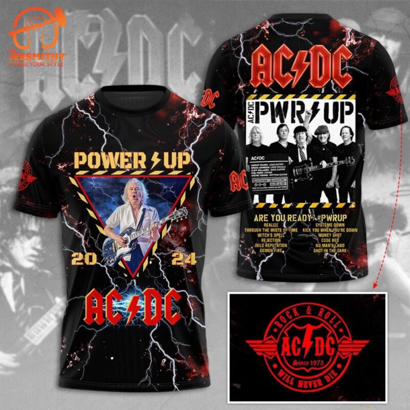 ACDC World Tour Acdc Pwr Up Tour 2024 Shirt Power Up Rock Music Graphic 3D Shirt