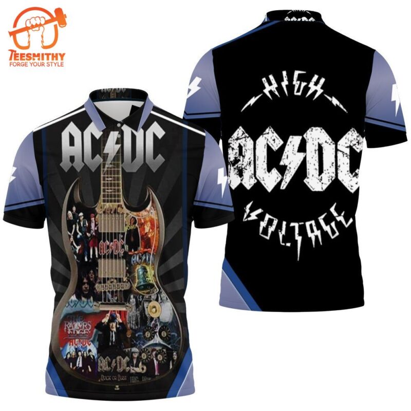 Acdc All Album Cover Guitar Polo Shirt
