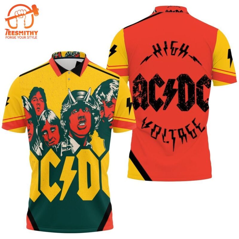 Acdc Demon Red Yellow Polo Shirt