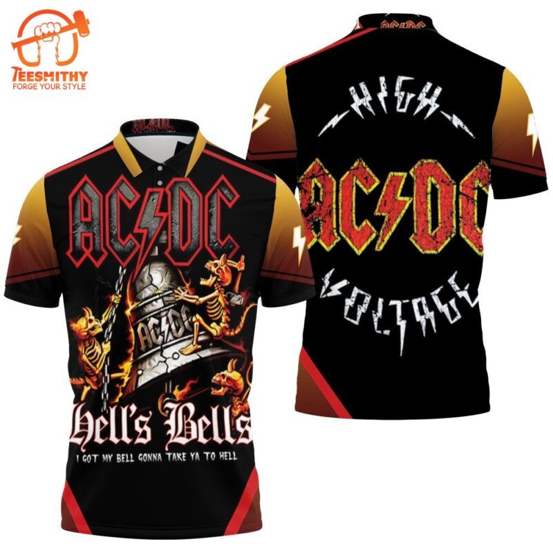 Acdc Hell Bell Devil Skull Polo Shirt