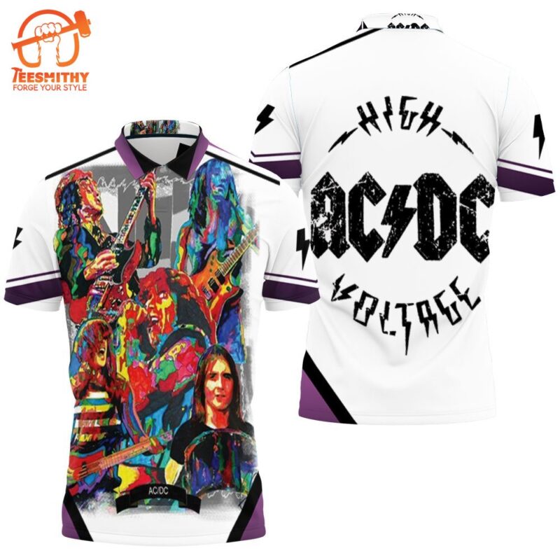 Acdc Members On Stage Painting Polo Shirt All Over Print Shirt 3d