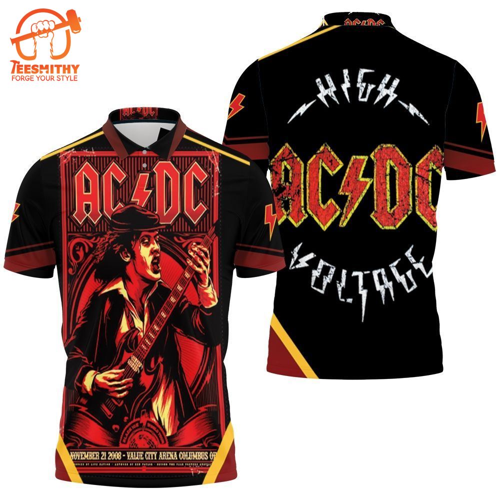 Acdc The Guitaron Tour Value City Arena 2008 Polo Shirt