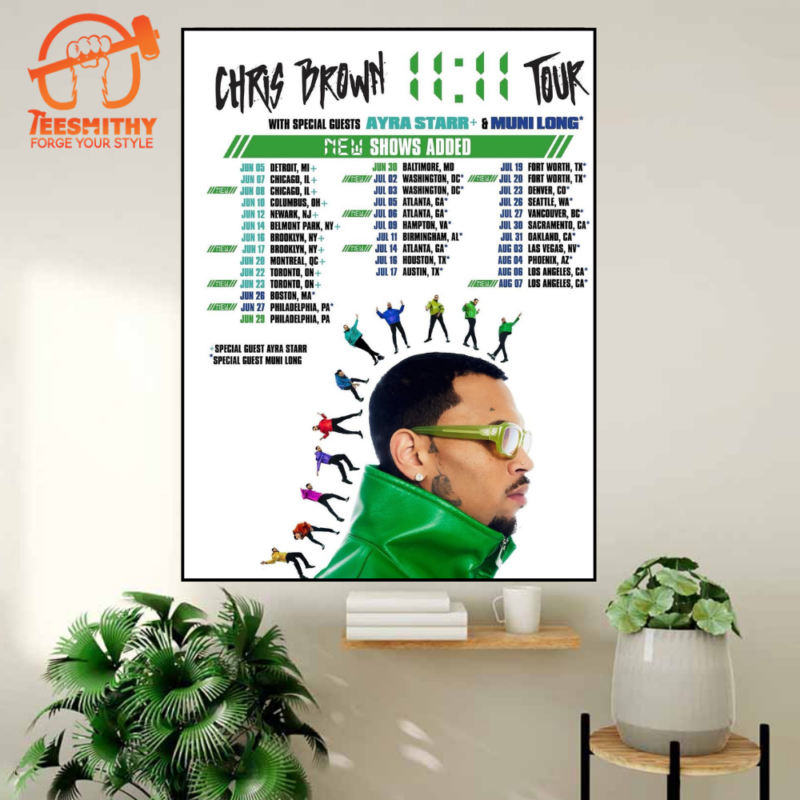 Chris Brown Announces 2024 North American 11 11 Tour Poster Canvas