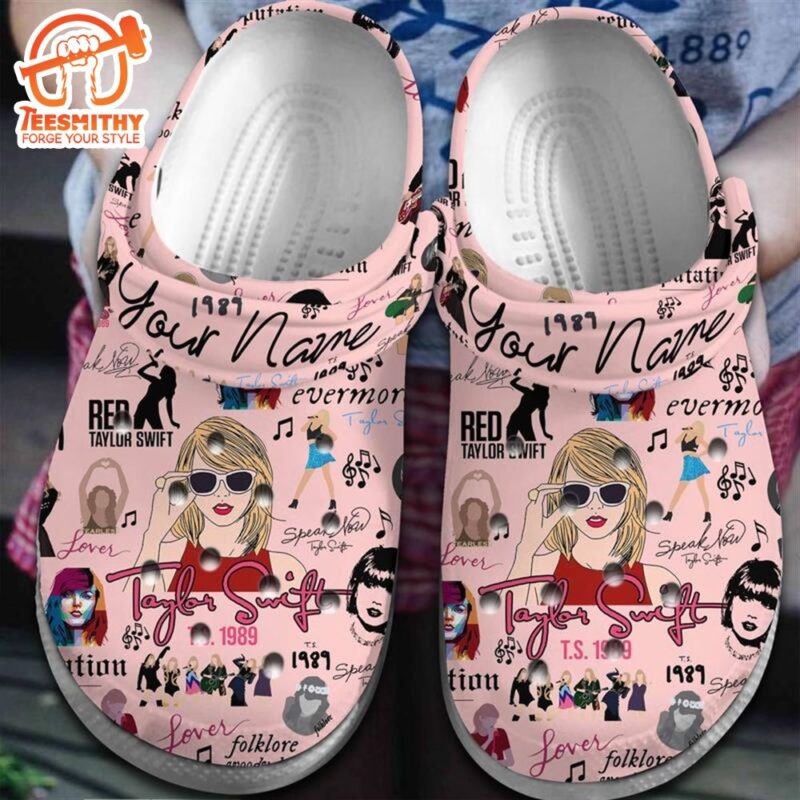 Customized Pretty Singer Taylor Swift Pink Clogs For Kids And Adults