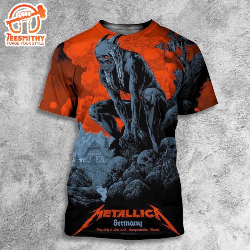 Metallica Since 1981 Poster At Olumpiastavion Munich Germany On May 24th And 26th 2024 All Over Print Shirt
