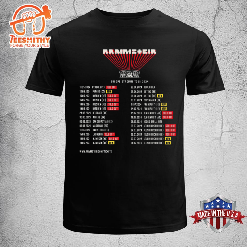 Rammstein Music Band Europe Stadium Tour 2024 T-shirt