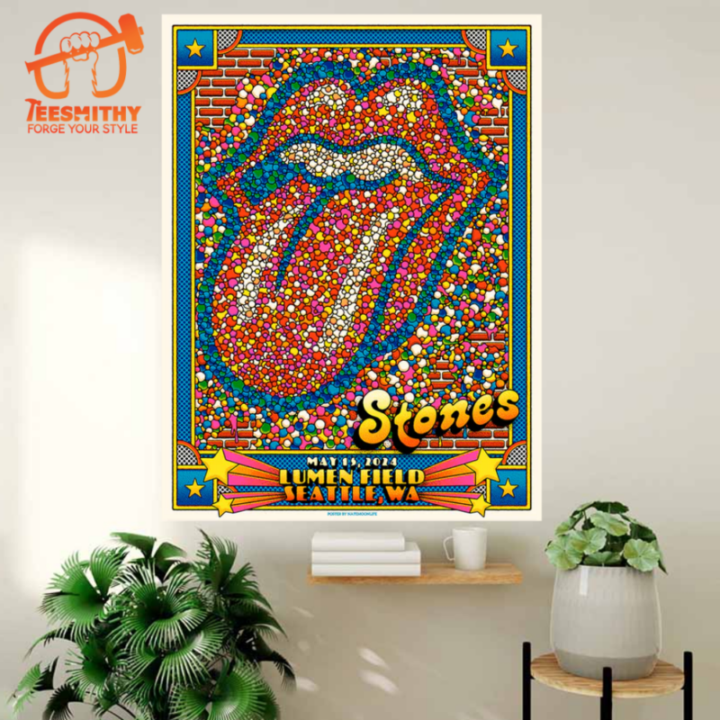 Rolling Stones Lithograph Poster For Show At Lumen Field In Seattle WA On May 15 2024 Poster Canvas