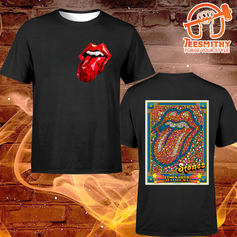 Rolling Stones Lithograph Poster For Show At Lumen Field In Seattle WA On May 15 2024 T-shirt