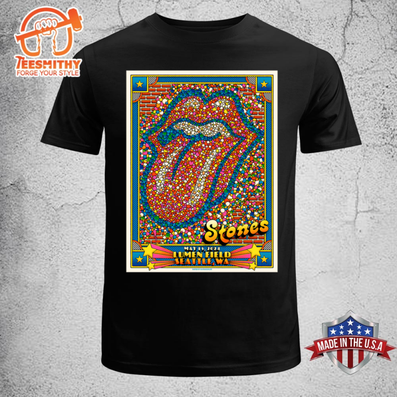 Rolling Stones Lithograph Poster For Show At Lumen Field In Seattle WA On May 15 2024 Unisex T-shirt