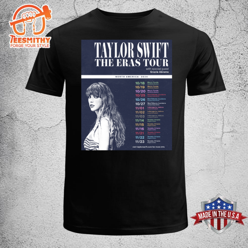 Taylor Swift The Eras Tour 2024 North America T-shirt Unisex Black
