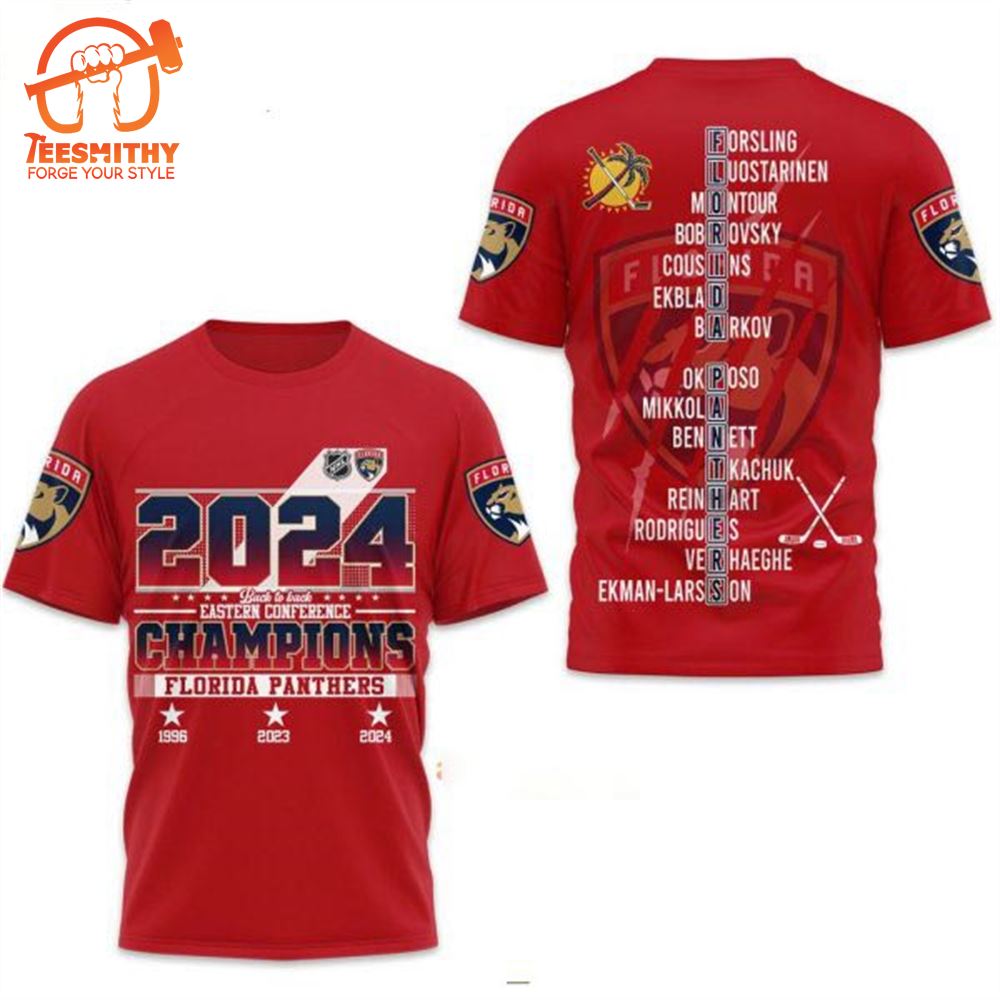 2024 Back To Back Eastern Conference Champions Florida Panthers NHL 3D T-Shirt