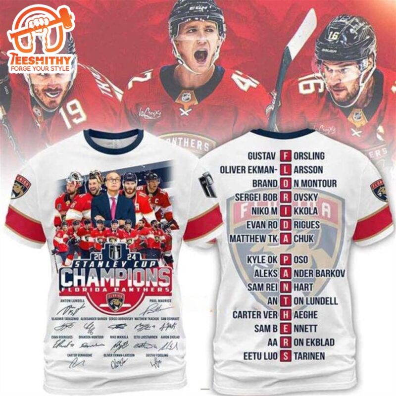2024 Stanley Cup Champions Florida Panthers 3D T-Shirt White