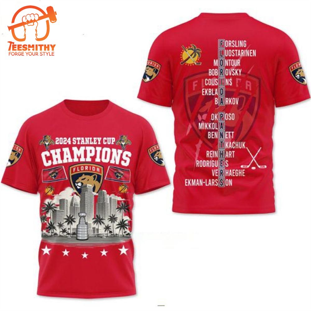 2024 Stanley Cup Champions Florida Panthers NHL 3D T-Shirt