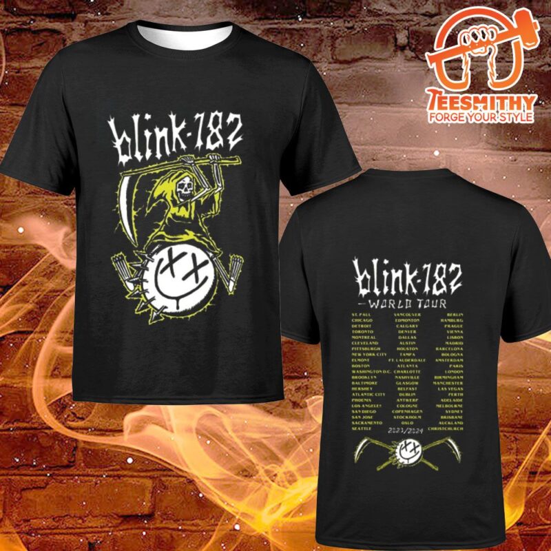 Blink 182 Concert Merch Rock Hard Tour 2024 Dates T-shirt