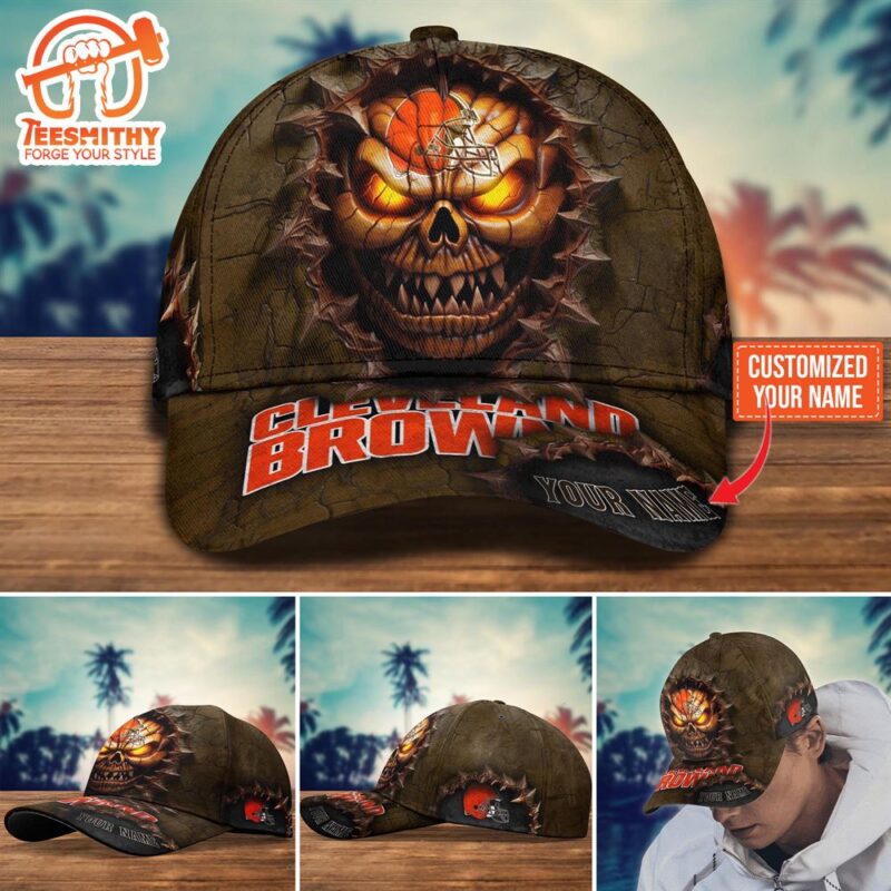 Cleveland Browns Halloween Custom Cap For  Fans NFL Custom Name