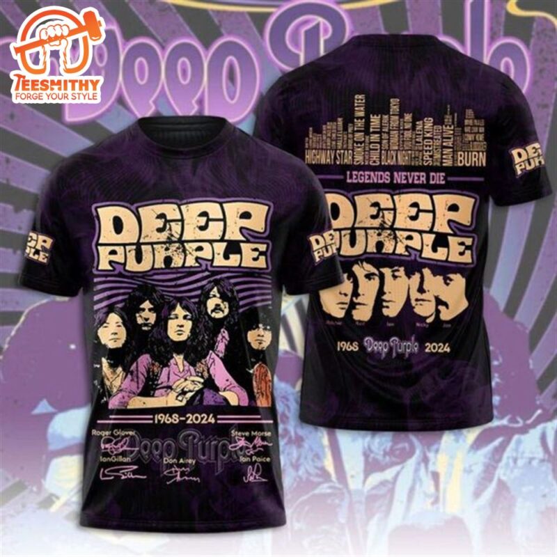 Deep Purple 1968-2024 Legends Never Die Design 3D T-Shirt