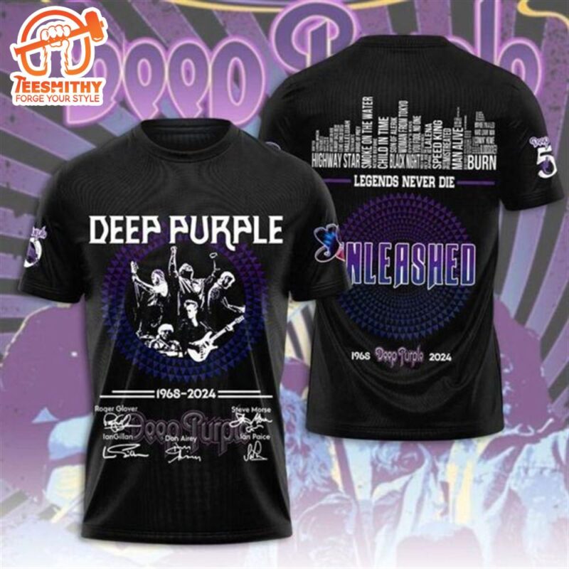 Deep Purple 1968-2024 Signature Legends Never Die Design 3D T-Shirt