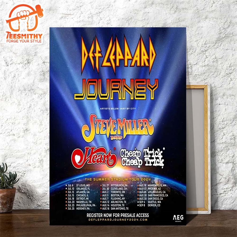 Def Leppard & Journey Announce 2024 Stadium Tour With Heart Canvas Poster