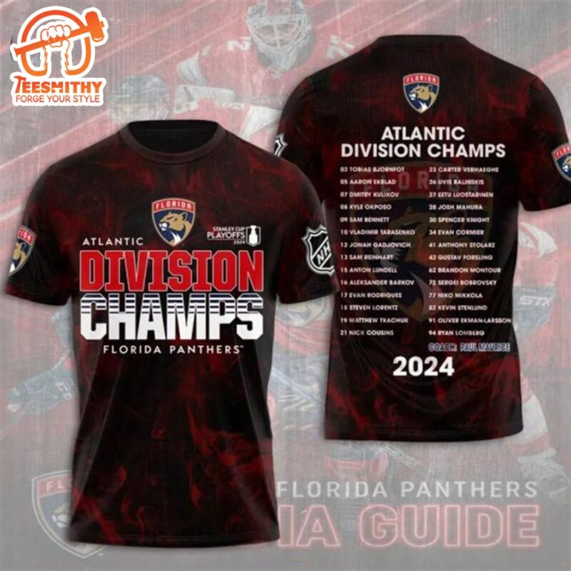 Florida Panthers Stanley Cup Playoffs 2024 Atlantic Division Champs 3D T-Shirt