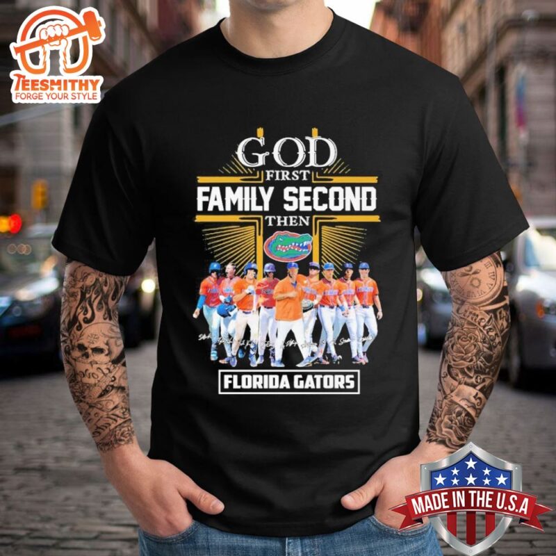God First Family Second Then Florida Gators Baseball Signatures Shirt