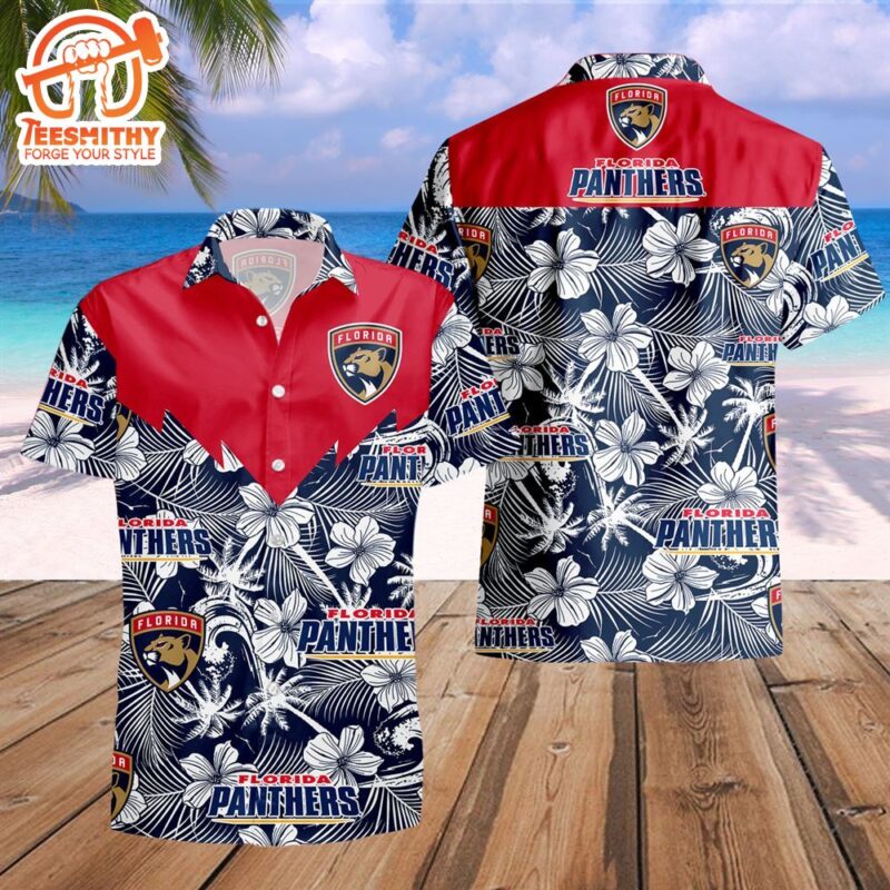 Hockey Florida Panthers Tropicial Flowers Summer Beach Hawaiian Shirt