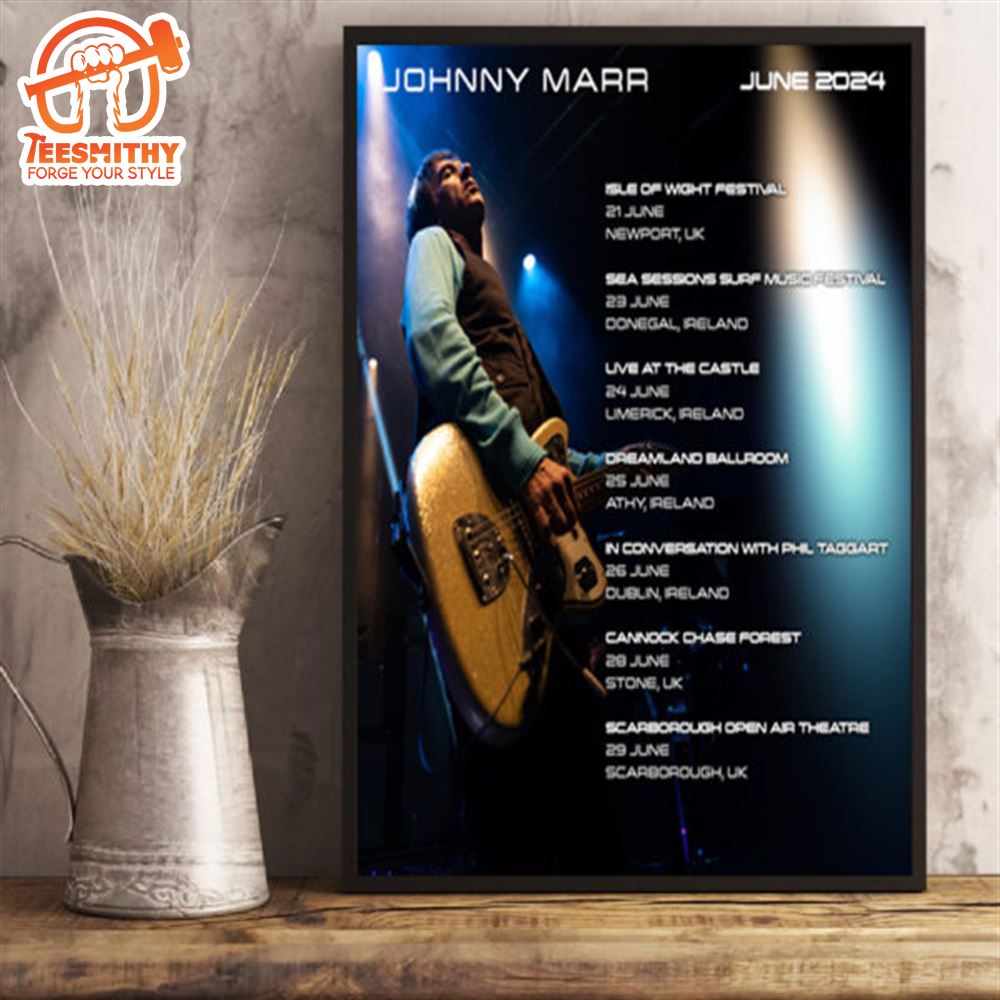 Johnny Marr Tour June 2024 Schedule List Date Poster Canvas Art Print