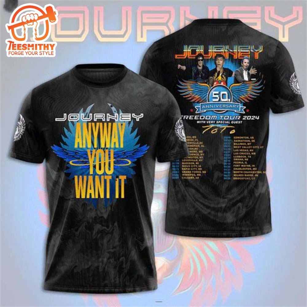 Journey 50 Anniversary Freedom Tour 2024 With Very Special Guest 3D T-Shirt