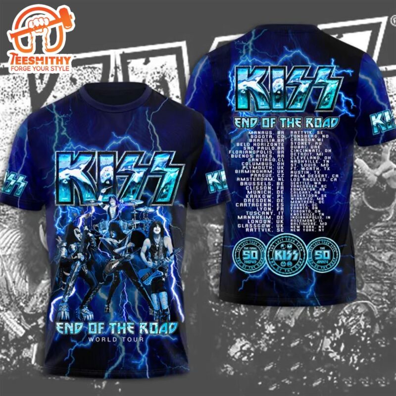 Kiss Band End Of The Road World Tour Signature 3D All Over Print T-Shirt