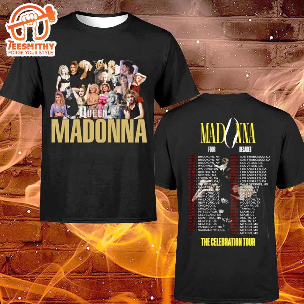 Madonna The Celebration Tour Four Decades Music Tour 2024 Two-Sided Shirt