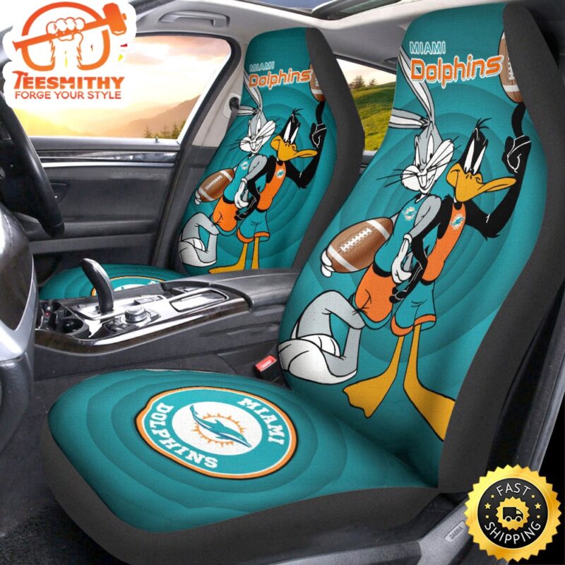 Miami Dolphins Bugs-Bunny With Daffy Duck Car Seat Covers