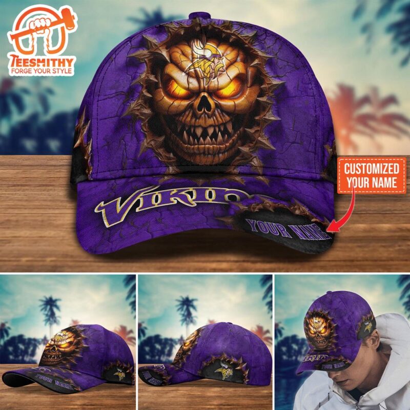Minnesota Vikings Halloween Custom Cap For  Fans NFL Custom Name