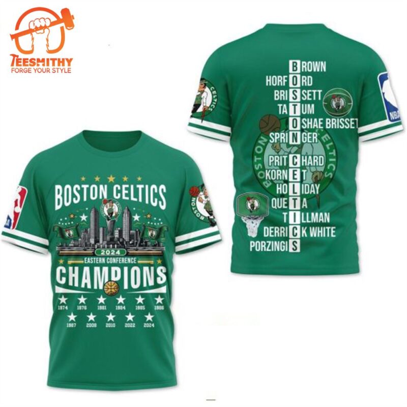 NBA Boston Celtics 2024 Eastern Conference Champions 3D T-Shirt
