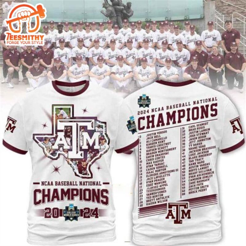 NCAA Baseball National Champions Texas A&M 2024 3D T-Shirt