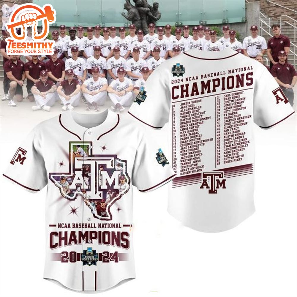 NCAA Baseball National Champions Texas A&M 2024 Baseball Jersey