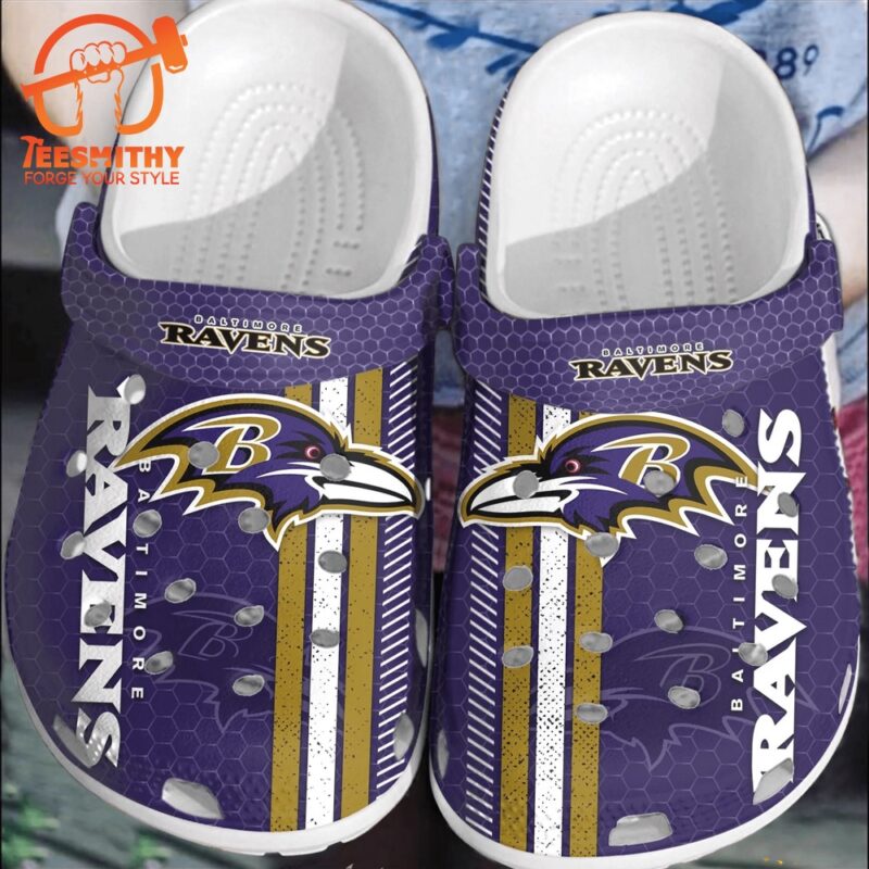 NFL Baltimore Ravens Football Crocs Shoes Crocband Comfortable Clogs