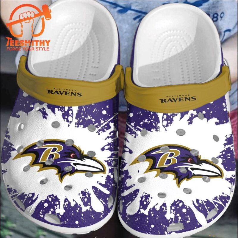 NFL Baltimore Ravens Logo Football Team Crocs Clogs Shoes