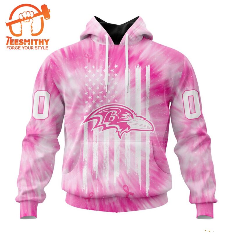 NFL Baltimore Ravens Special Pink Tie Dye Footballl Custom Hoodie