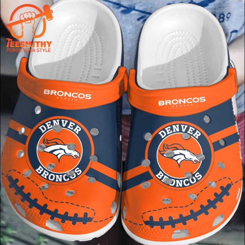 NFL Denver Broncos Football Crocband Shoes Comfortable Crocs Clogs