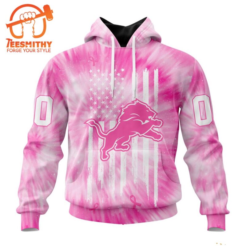 NFL Detroit Lions Special Pink Tie Dye Footballl Custom Hoodie
