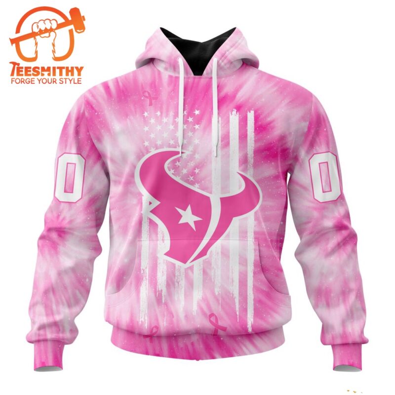 NFL Houston Texans Special Pink Tie Dye Footballl Custom Hoodie